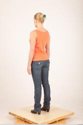 Whole Body Woman White Casual Slim Female Studio Poses